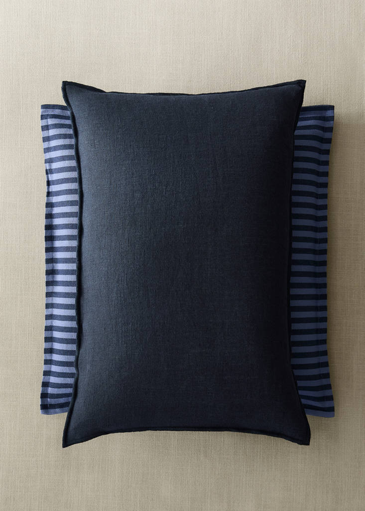 Two-tone linen cushion cover 30x50 cm — Blue