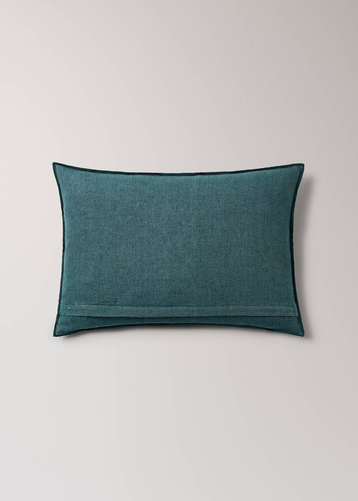 Two-tone linen cushion cover 30x50 cm — Petrol Blue