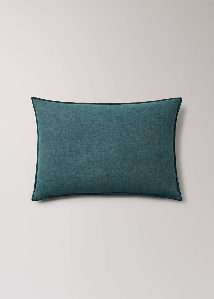 Two-tone linen cushion cover 30x50 cm — Petrol Blue