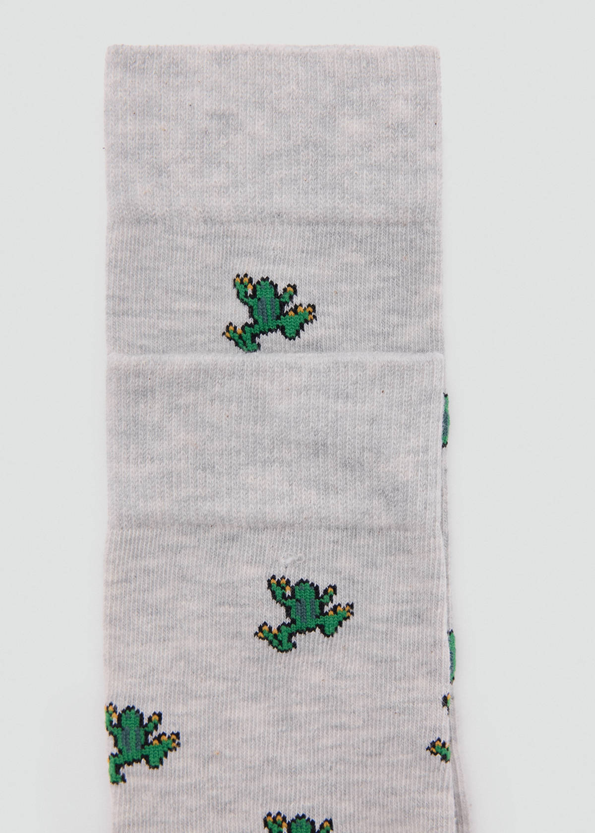 Cotton socks with frog pattern — Light Heather Grey