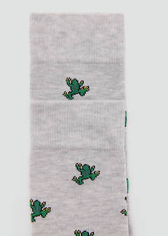 Cotton socks with frog pattern — Light Heather Grey 2