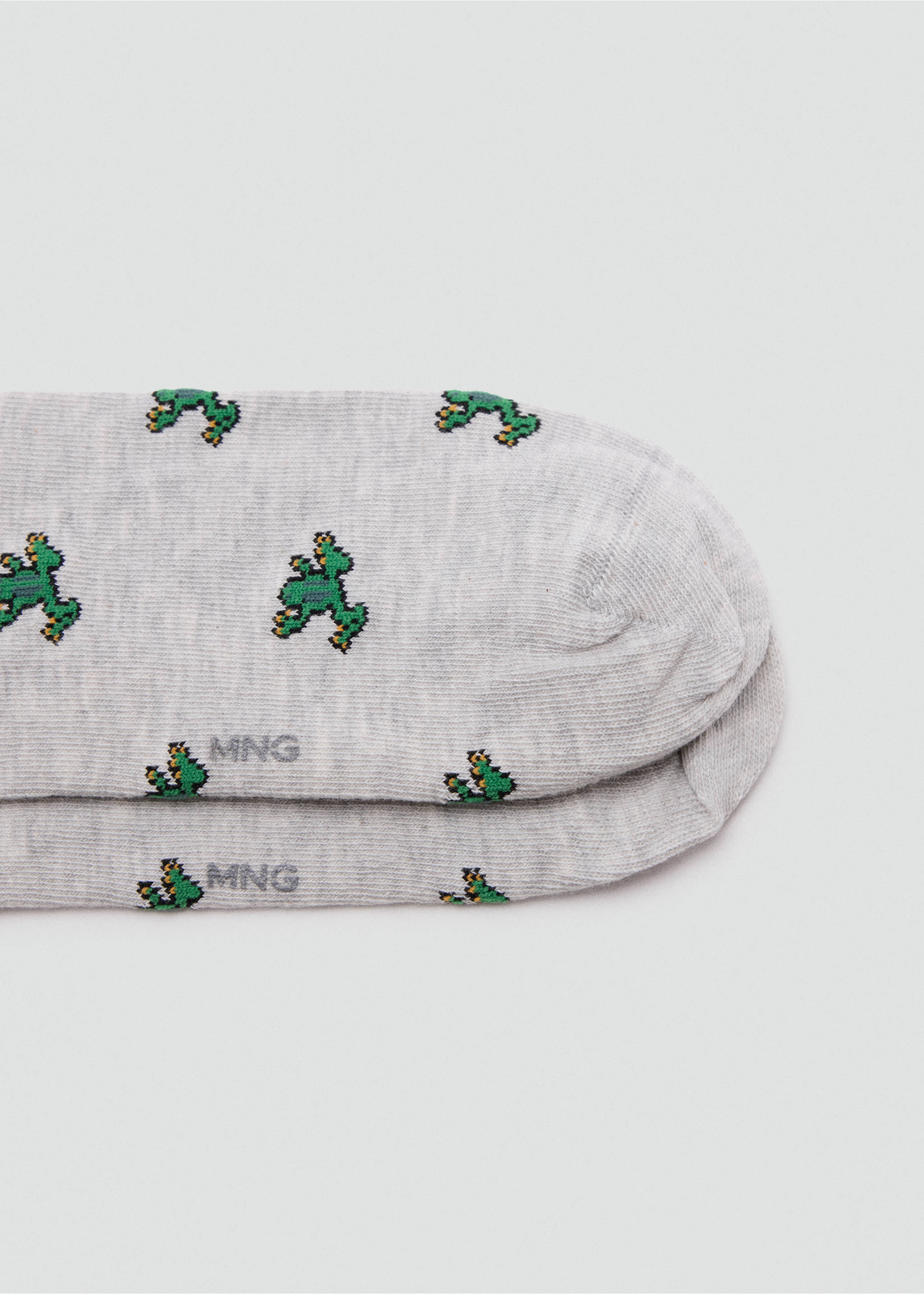 Cotton socks with frog pattern - Details of the article 0, Light Heather Grey. Ref: 37001484-00.