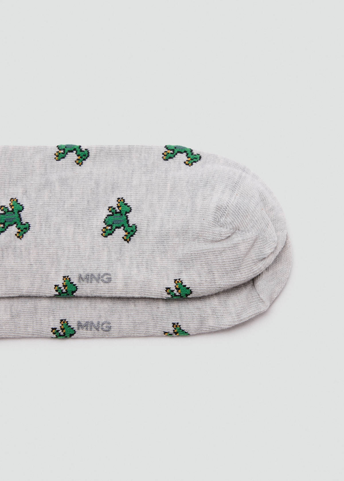 Cotton socks with frog pattern — Light Heather Grey