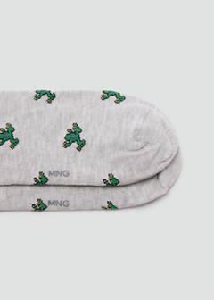 Cotton socks with frog pattern — Light Heather Grey 3