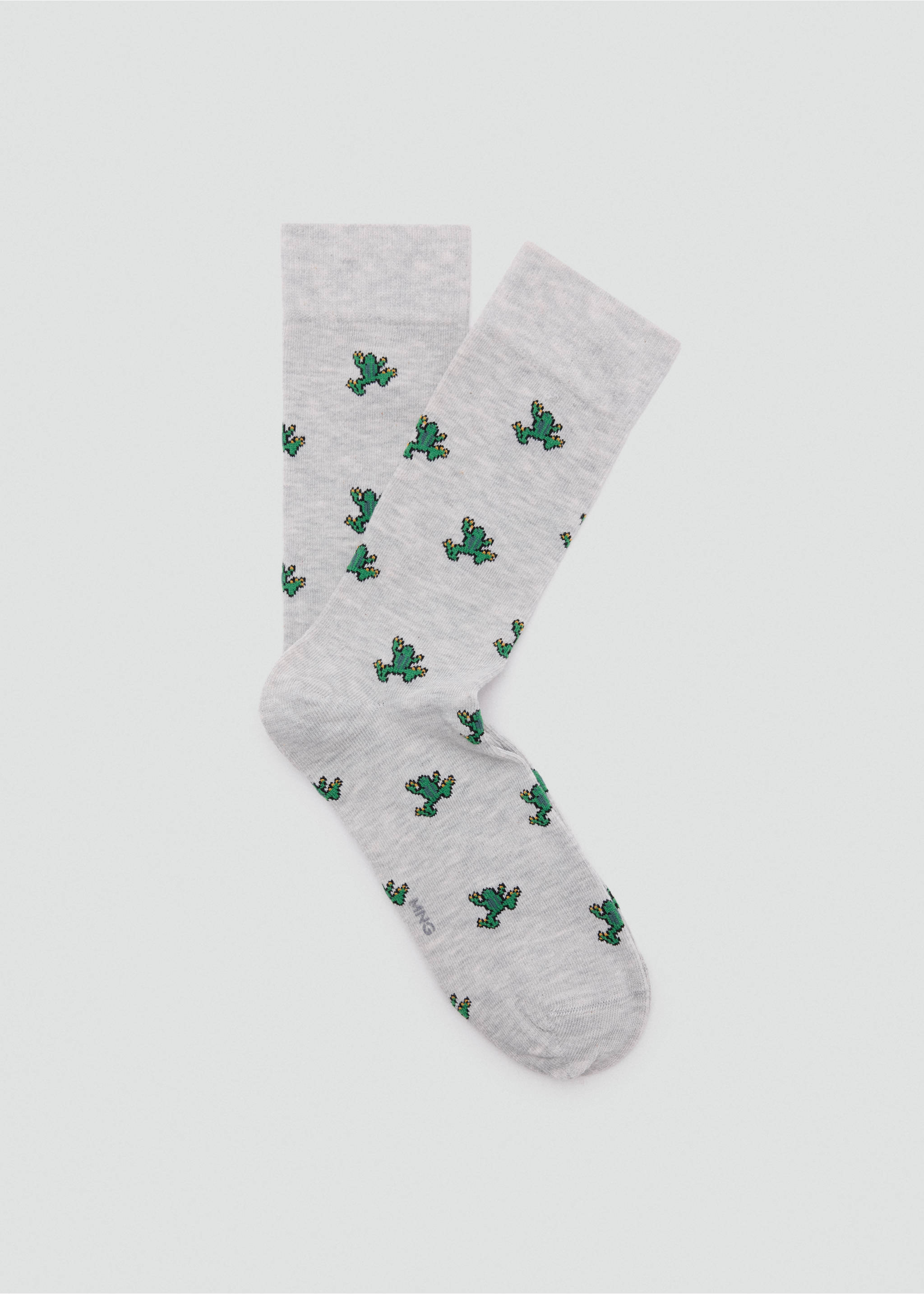 Cotton socks with frog pattern - Article without model, Light Heather Grey. Ref: 37001484-00.