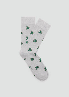 Cotton socks with frog pattern — Light Heather Grey 1