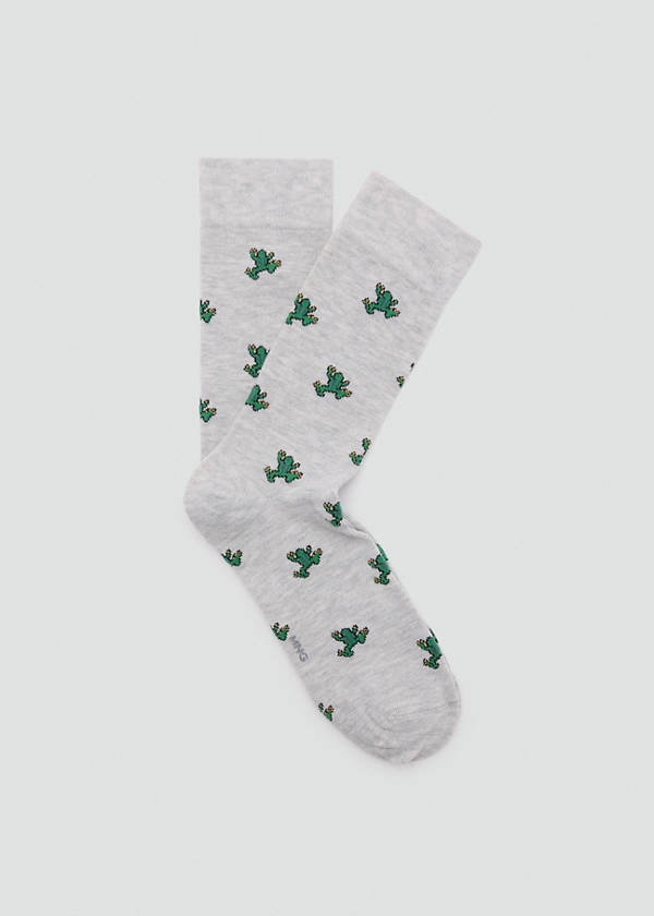 Cotton socks with frog pattern — Light Heather Grey