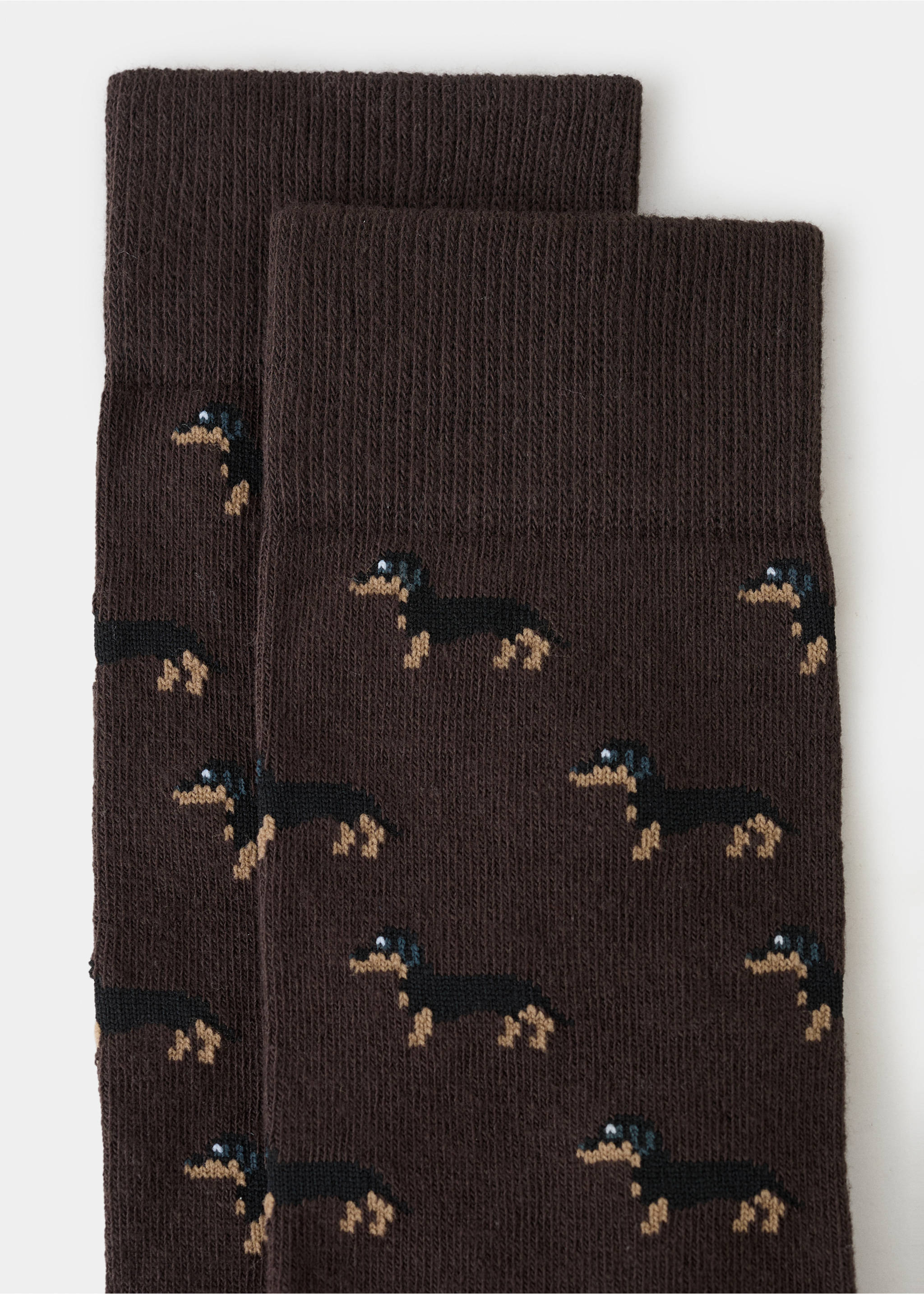 Dog-print cotton socks - Reverse of the article, Brown. Ref: 37001489-00.