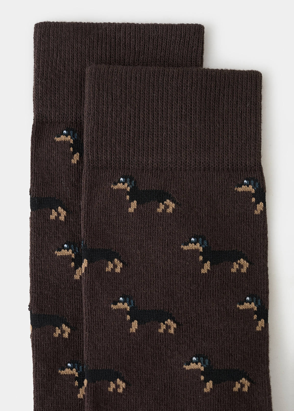Dog-print cotton socks — Brown