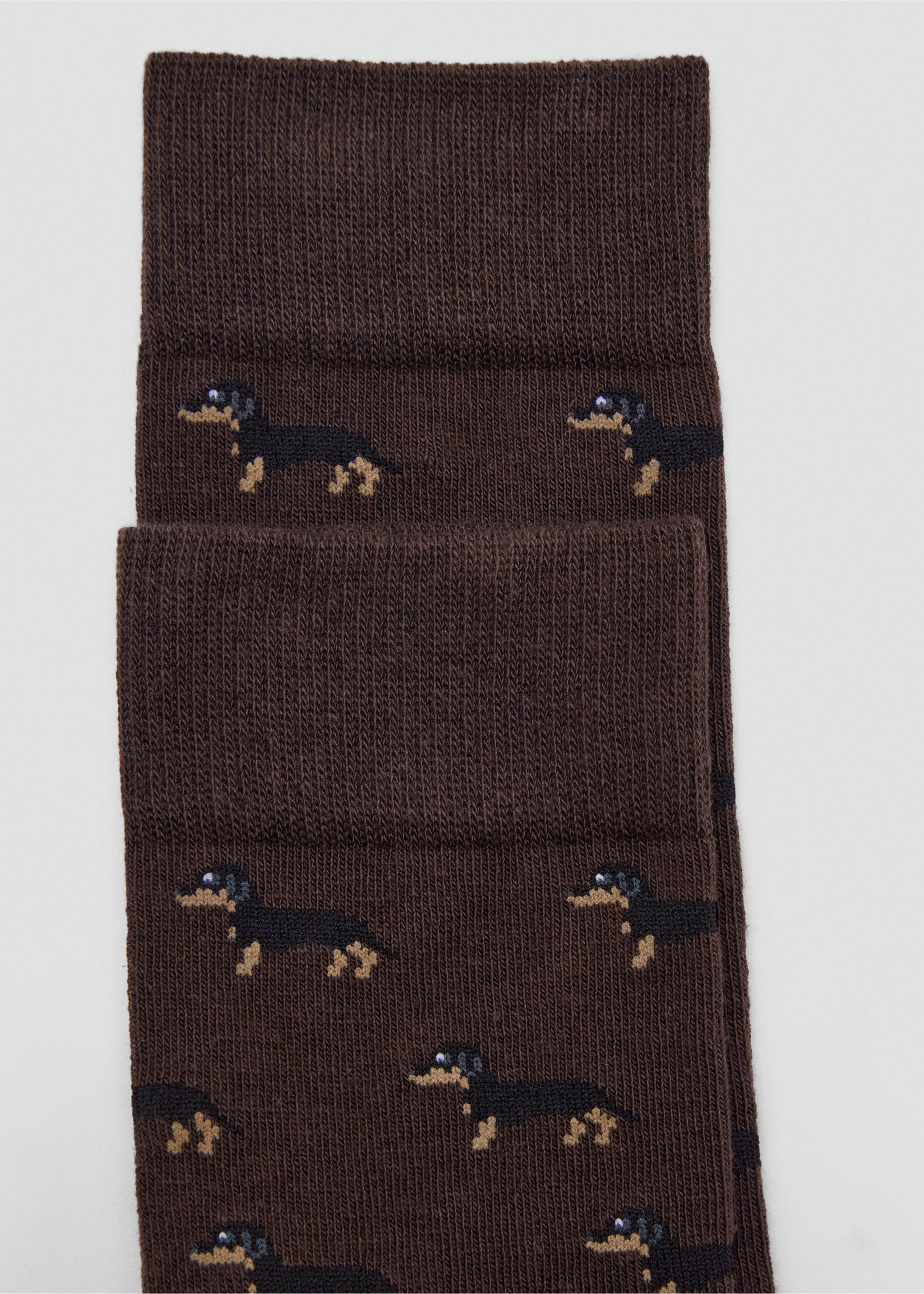 Dog-print cotton socks - Details of the article 8, Brown. Ref: 37001489-00.