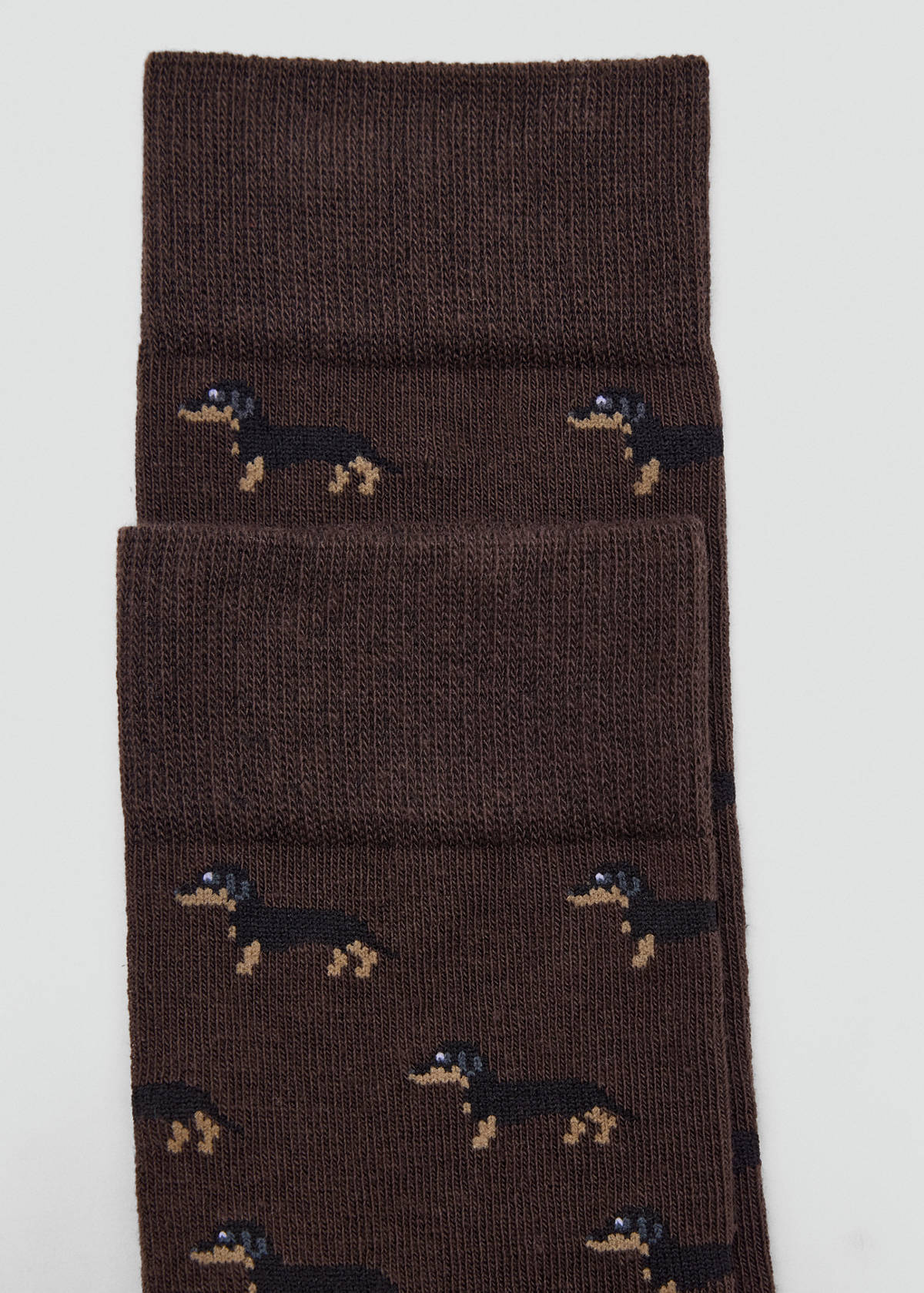 Dog-print cotton socks — Brown