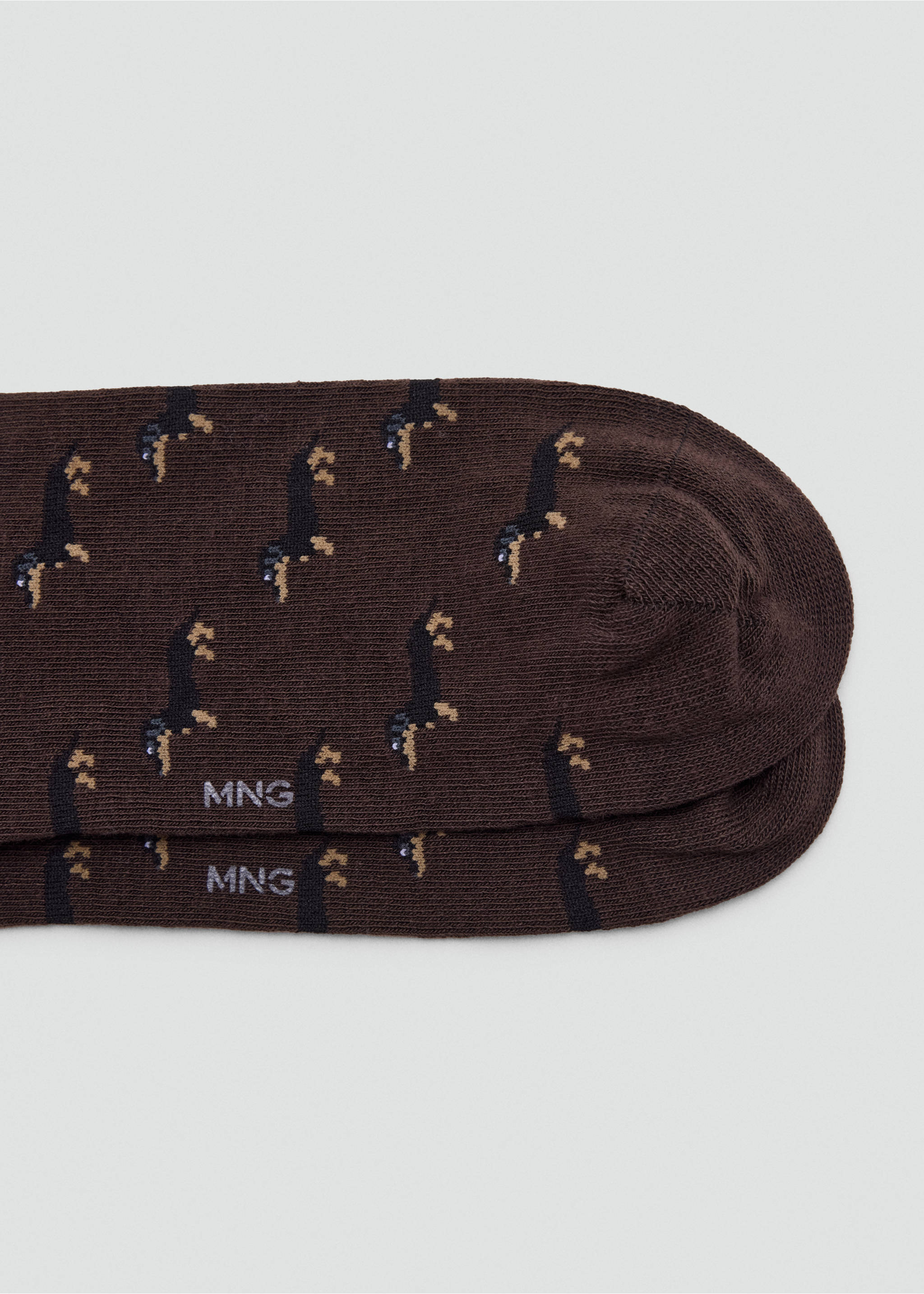 Dog-print cotton socks - Details of the article 0, Brown. Ref: 37001489-00.