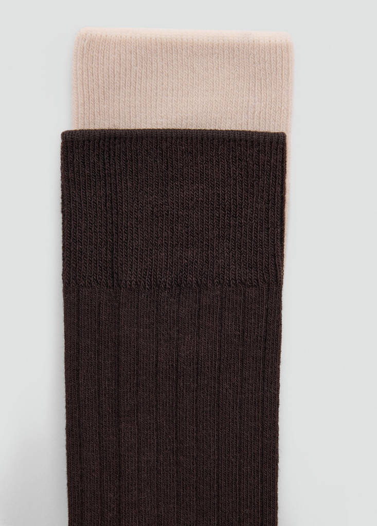 Pack of 2 ribbed cotton socks — Brown