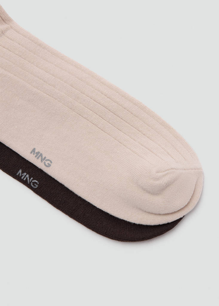 Pack of 2 ribbed cotton socks — Brown