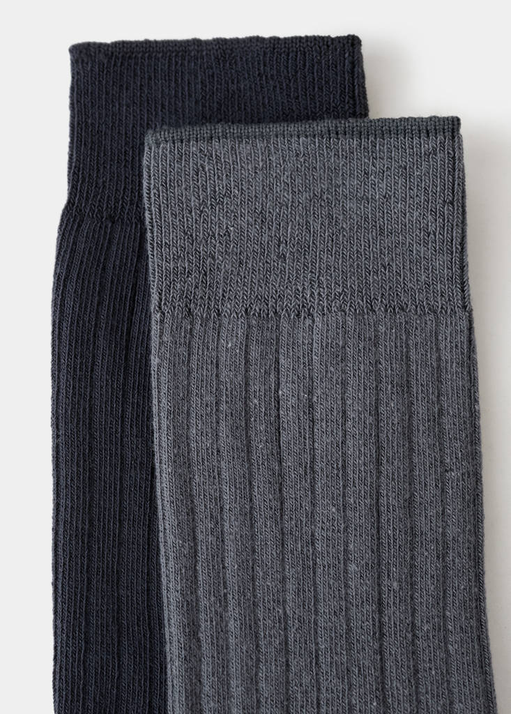 Pack of 2 ribbed cotton socks — Navy