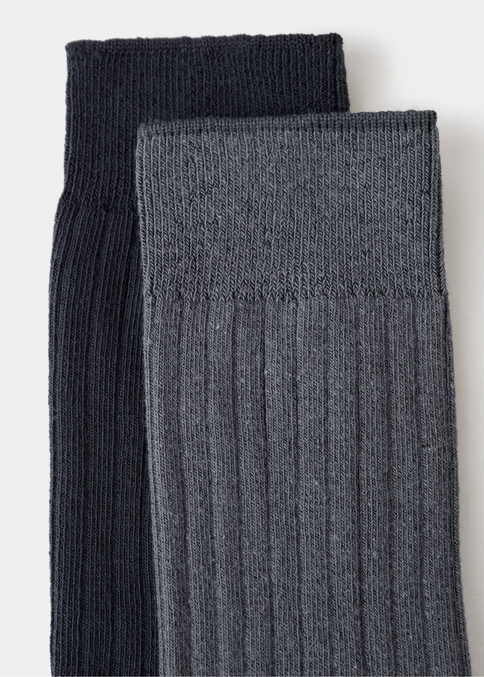 Pack of 2 ribbed cotton socks - Reverse of the article, Navy. Ref: 37001491-00.
