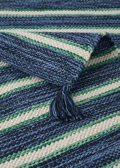 Small 100% cotton striped rug — Navy 3