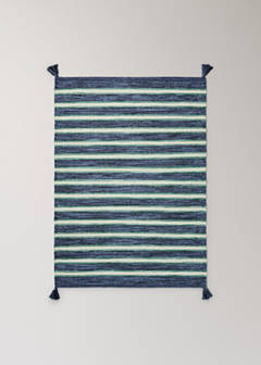 Small 100% cotton striped rug — Navy 4