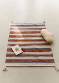 Small 100% cotton striped rug — Russet 1