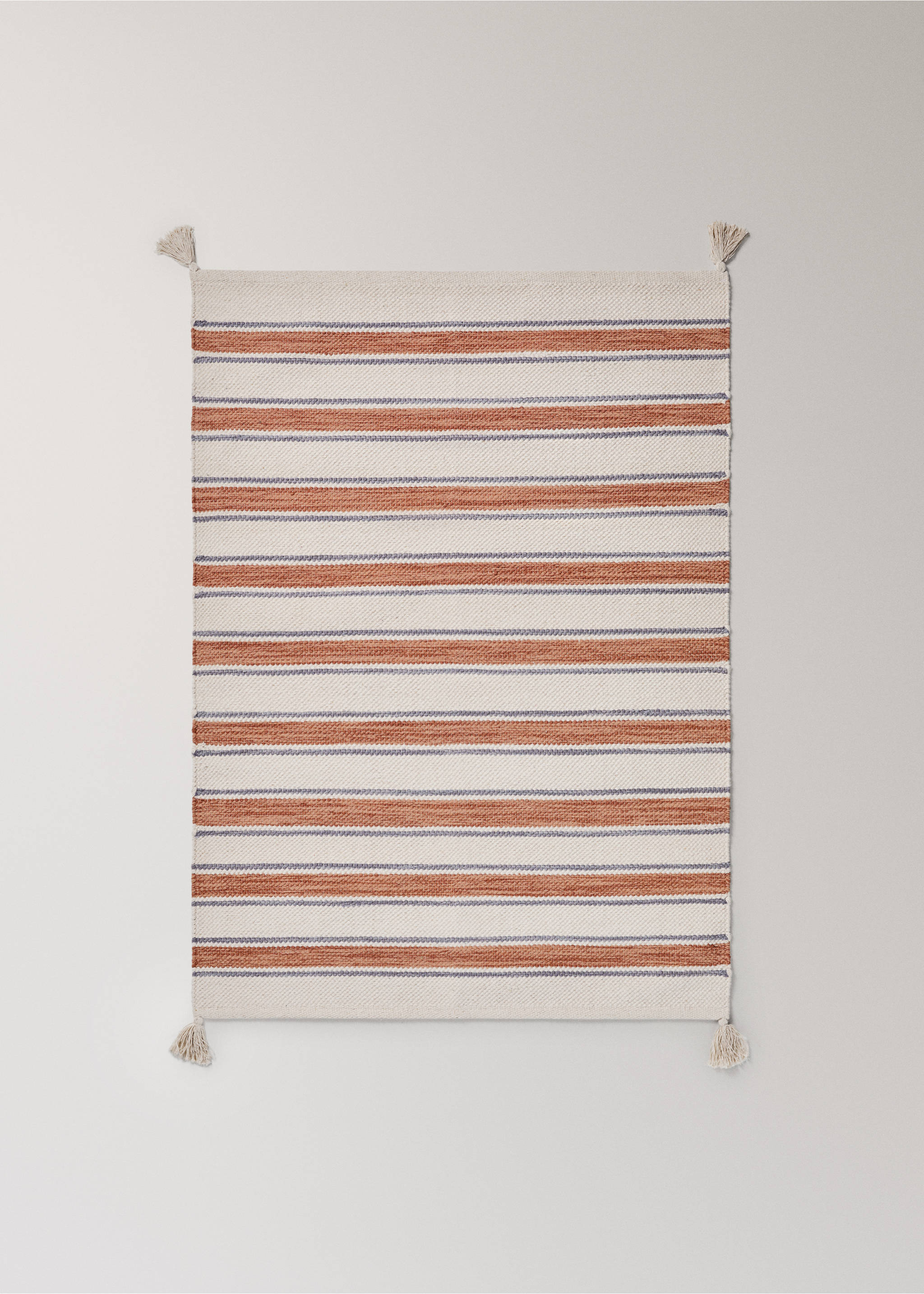 100% cotton striped rug - Article without model, Russet. Ref: 37001493-00.