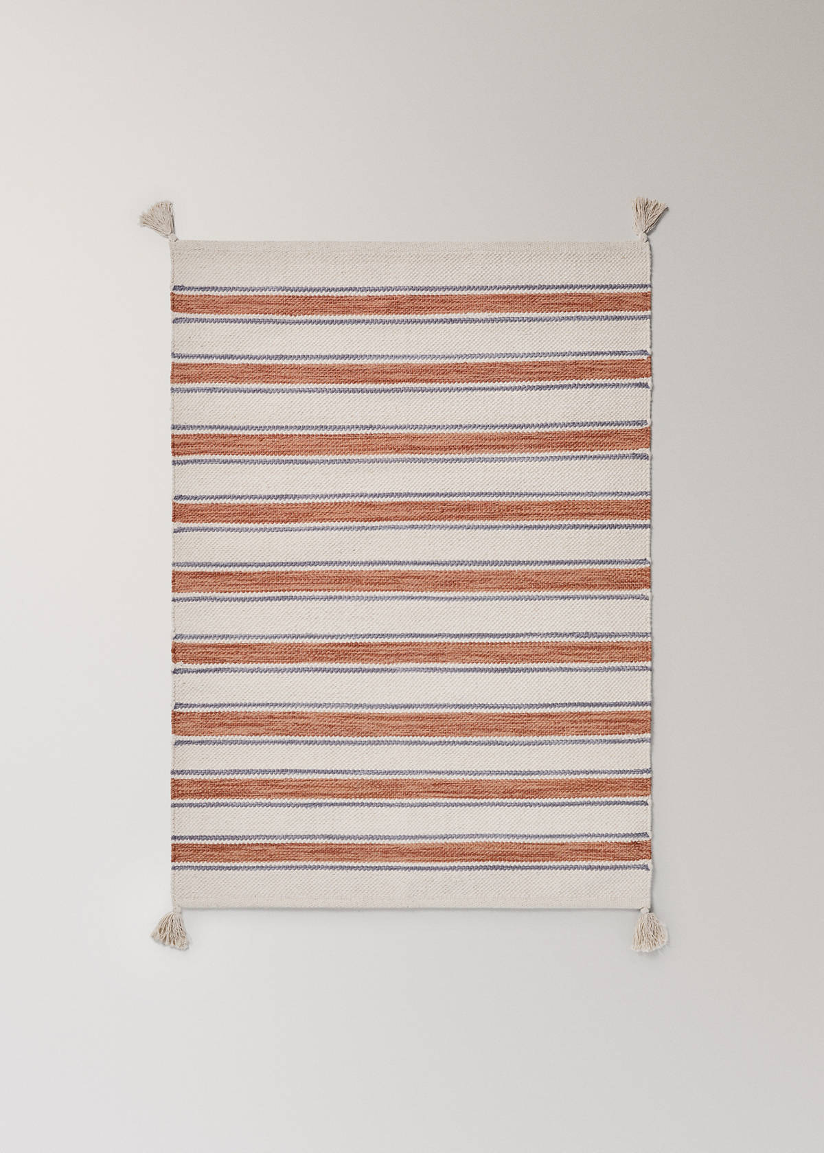 Small 100% cotton striped rug — Russet