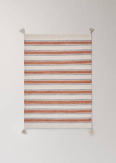Small 100% cotton striped rug — Russet 4
