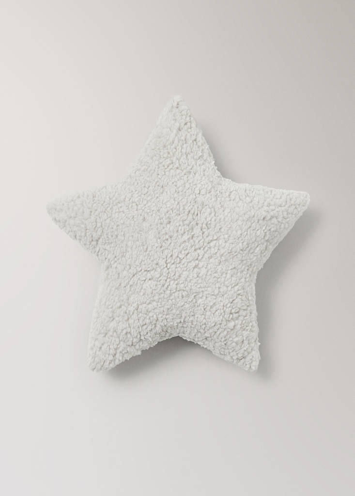 Extra-soft star cushion in faux fur — Grey