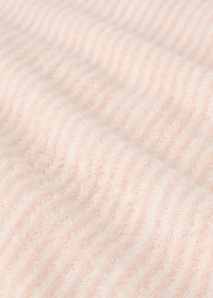 Two-tone striped washcloth with hem trim — Nude