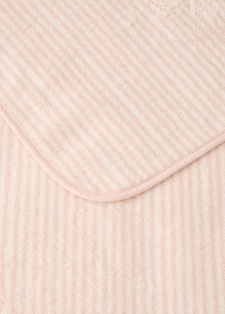 Two-tone striped washcloth with hem trim — Nude