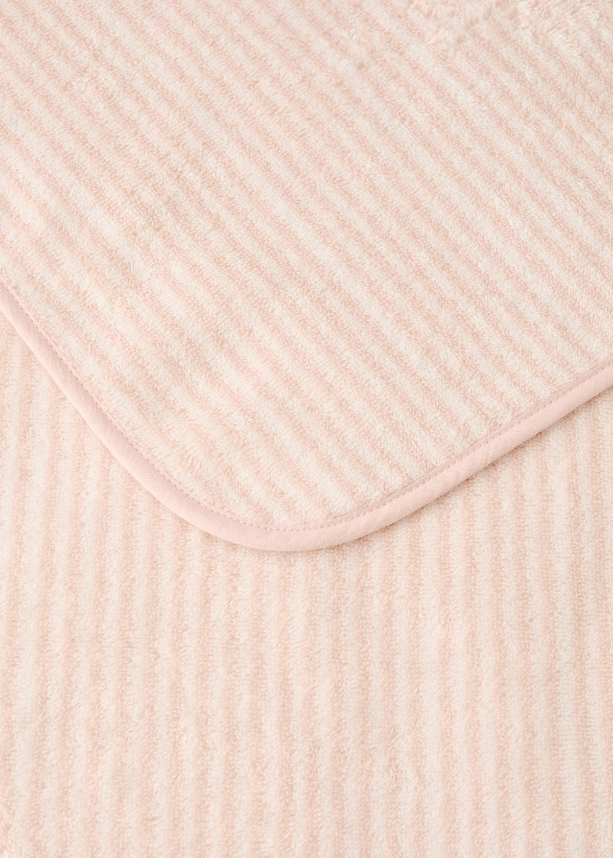 Two-tone striped washcloth with hem trim — Nude