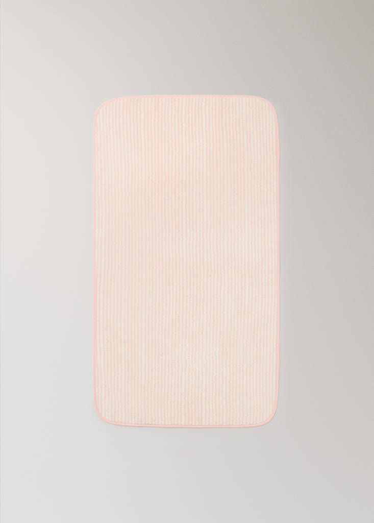 Two-tone striped washcloth with hem trim — Nude