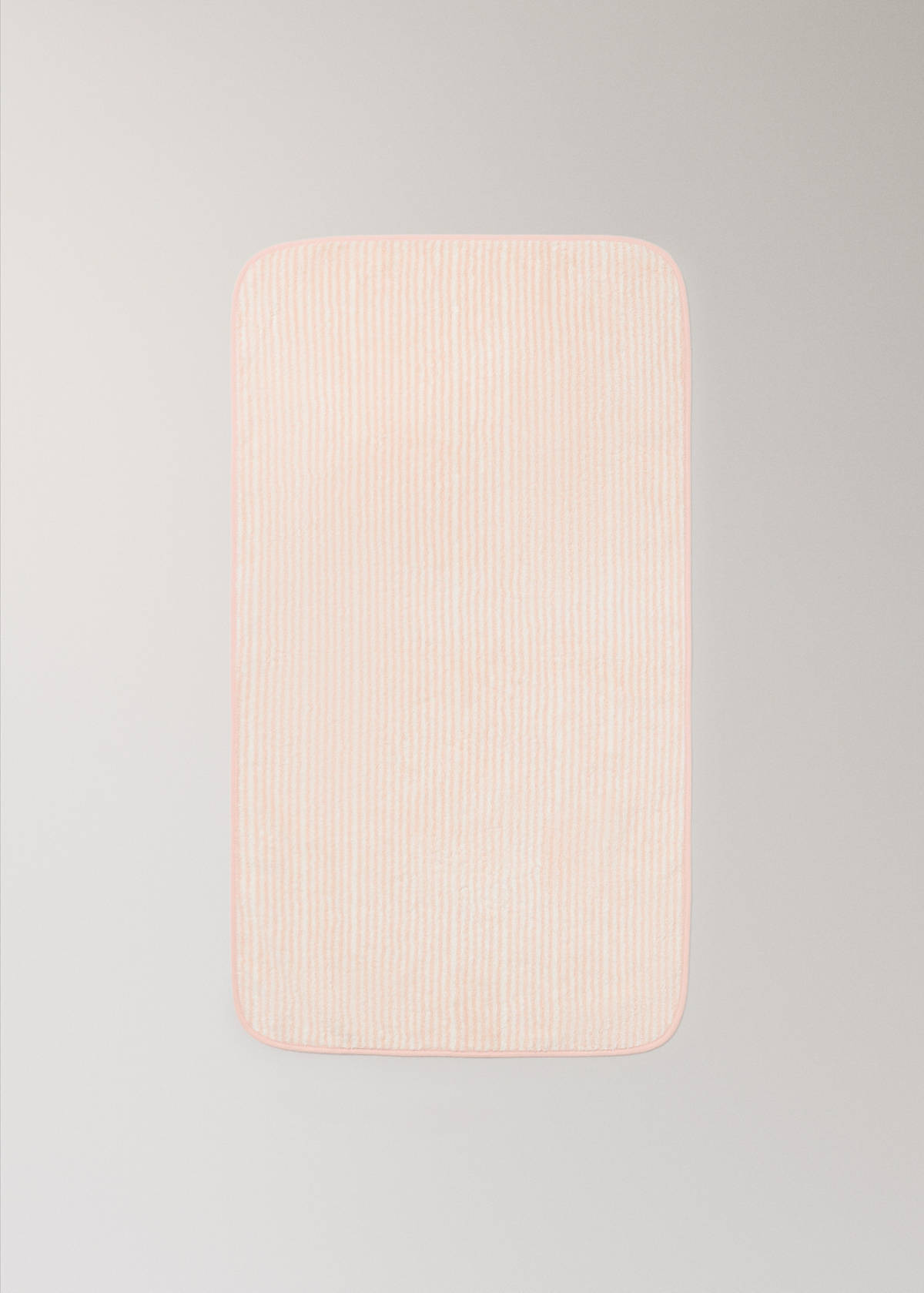 Two-tone striped washcloth with hem trim — Nude