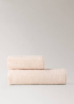 Two-tone striped washcloth with hem trim — Nude 5