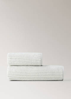 Two-tone striped washcloth with hem trim — Grey 5