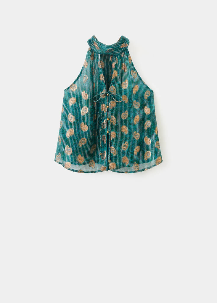 Printed halter top — Petrol Blue