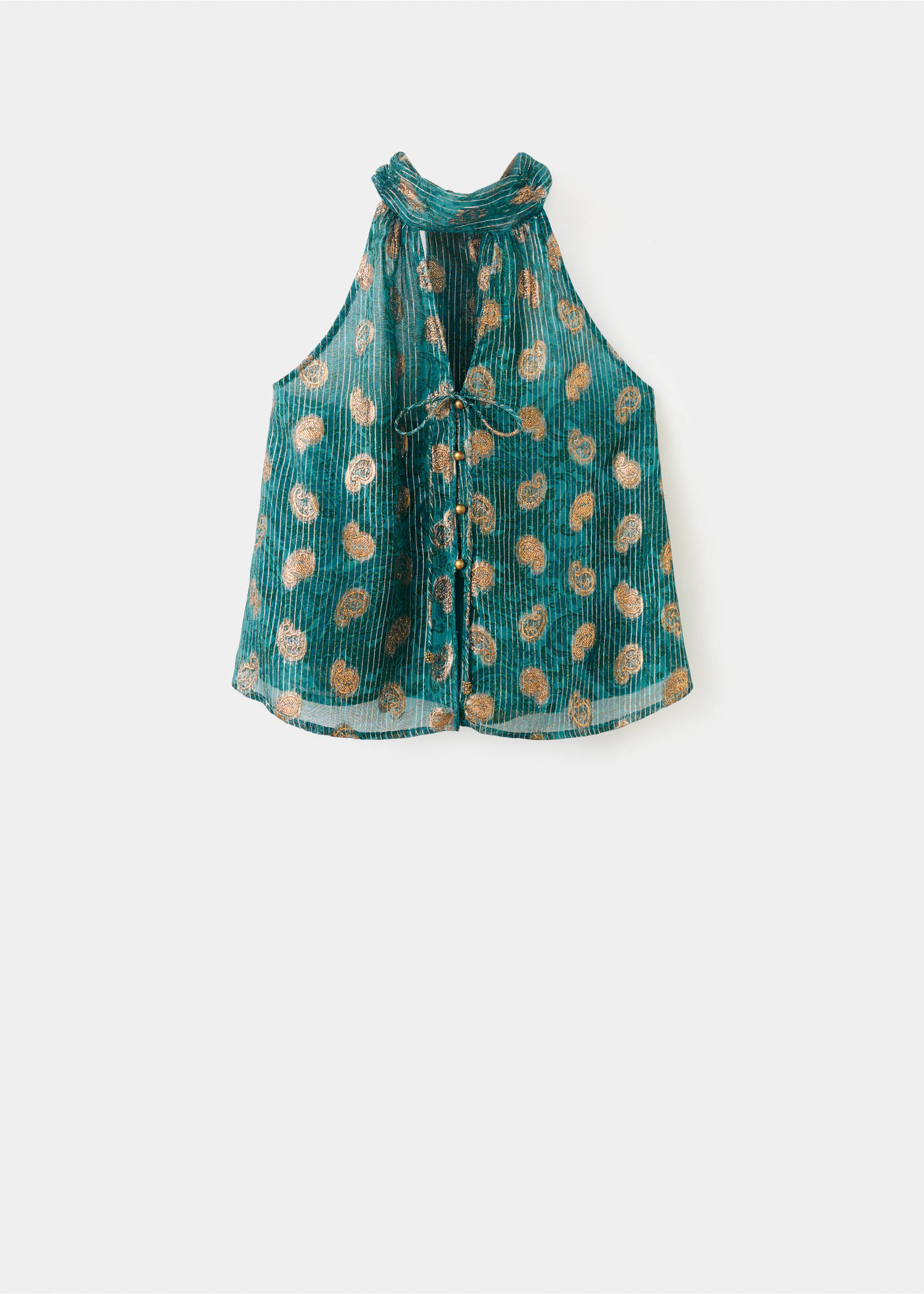 Printed halter top - Article without model, Petrol Blue. Ref: 37001516-00.