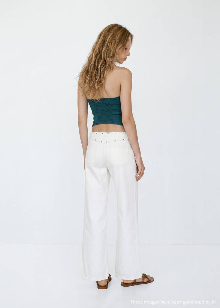 Halter top with embroidered details — Petrol Blue