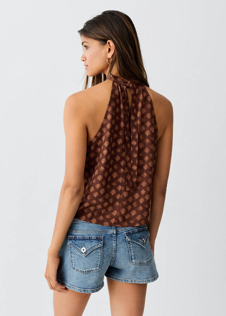 Printed halter top — Russet