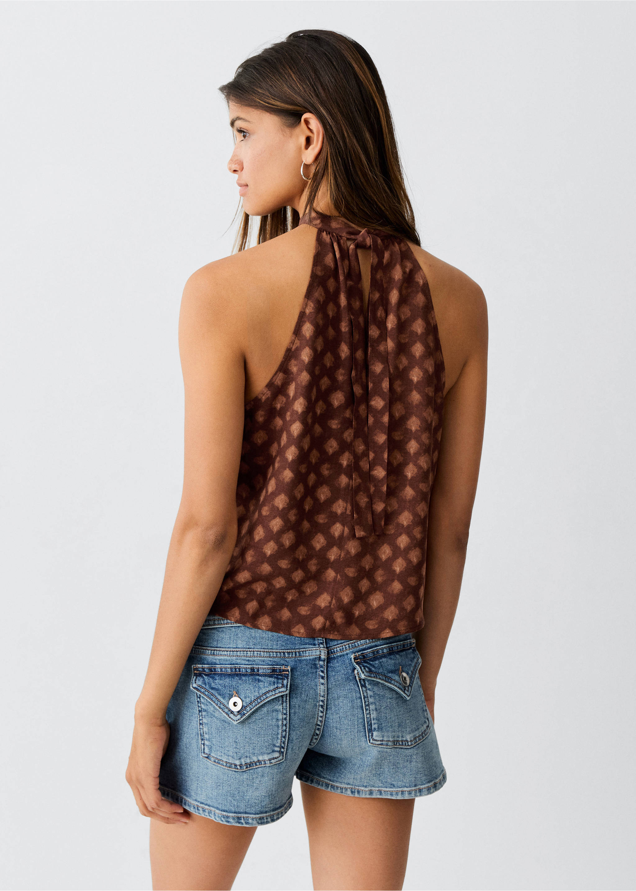 Top halter estampado - Verso do artigo, Castanho-avermelhado. Ref: 37001518-00.