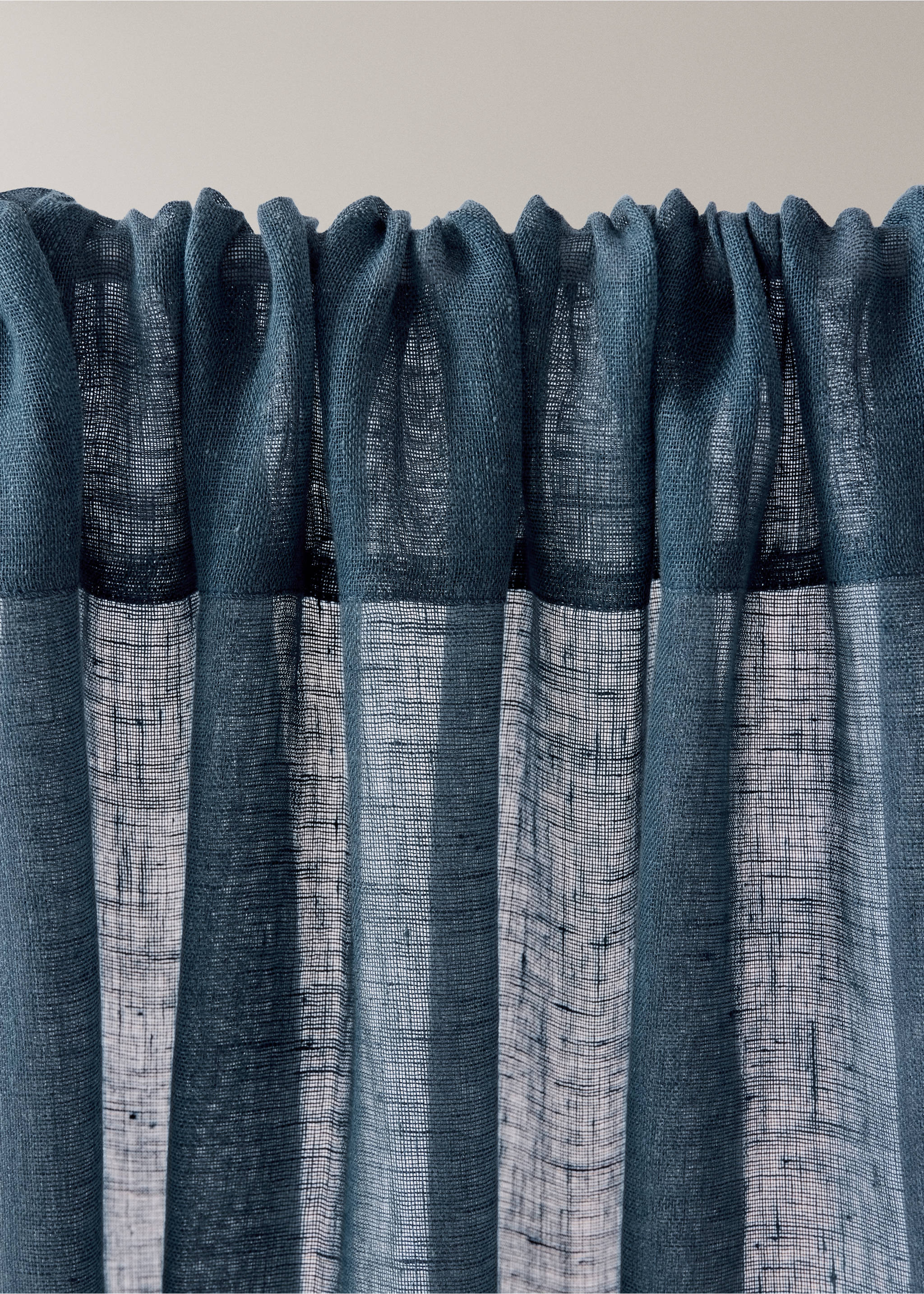 100% linen curtain 140x270 - Details of the article 2, Petrol Blue. Ref: 37001520-00.