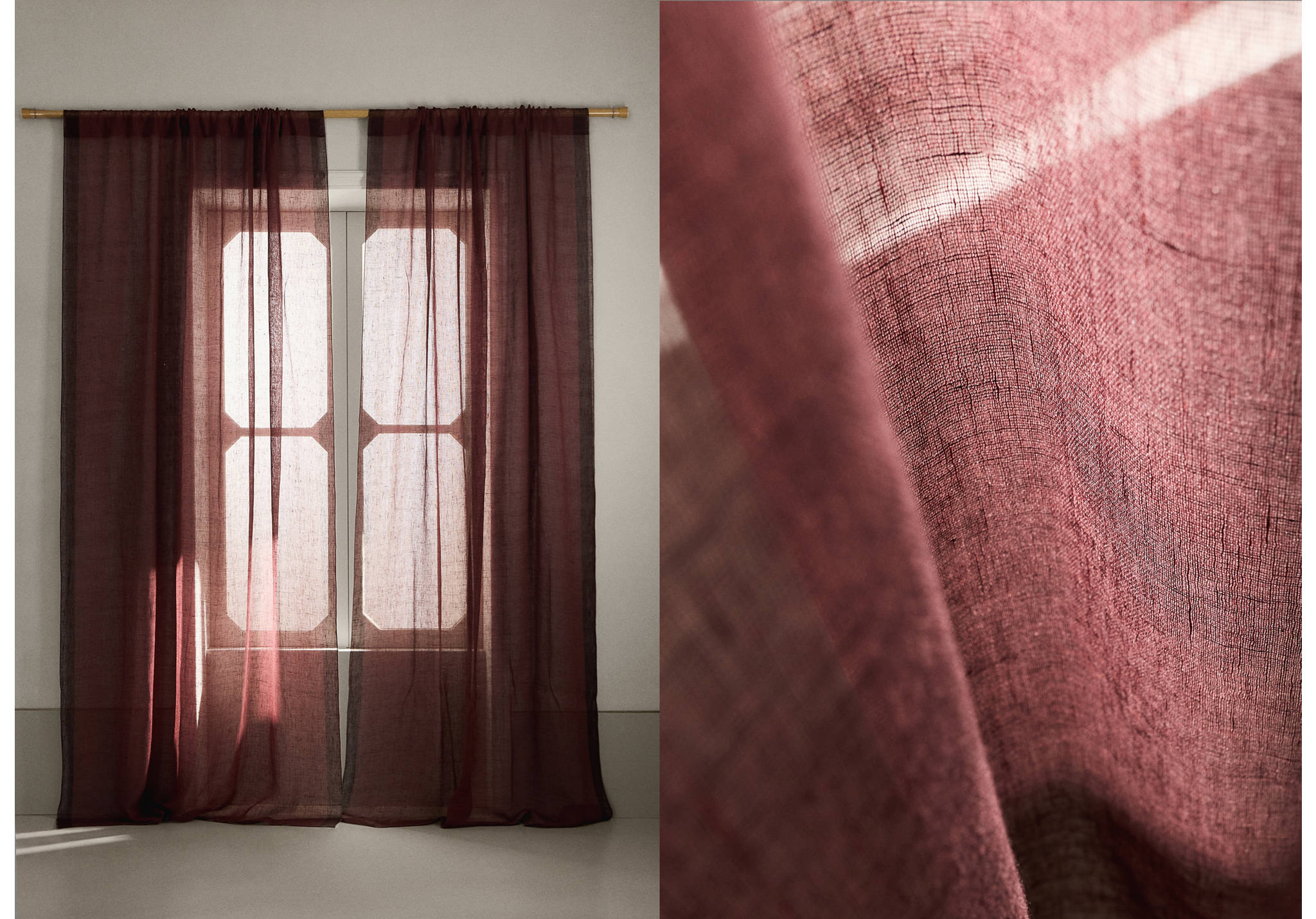 100% linen curtain, low opacity - Panoramic plane