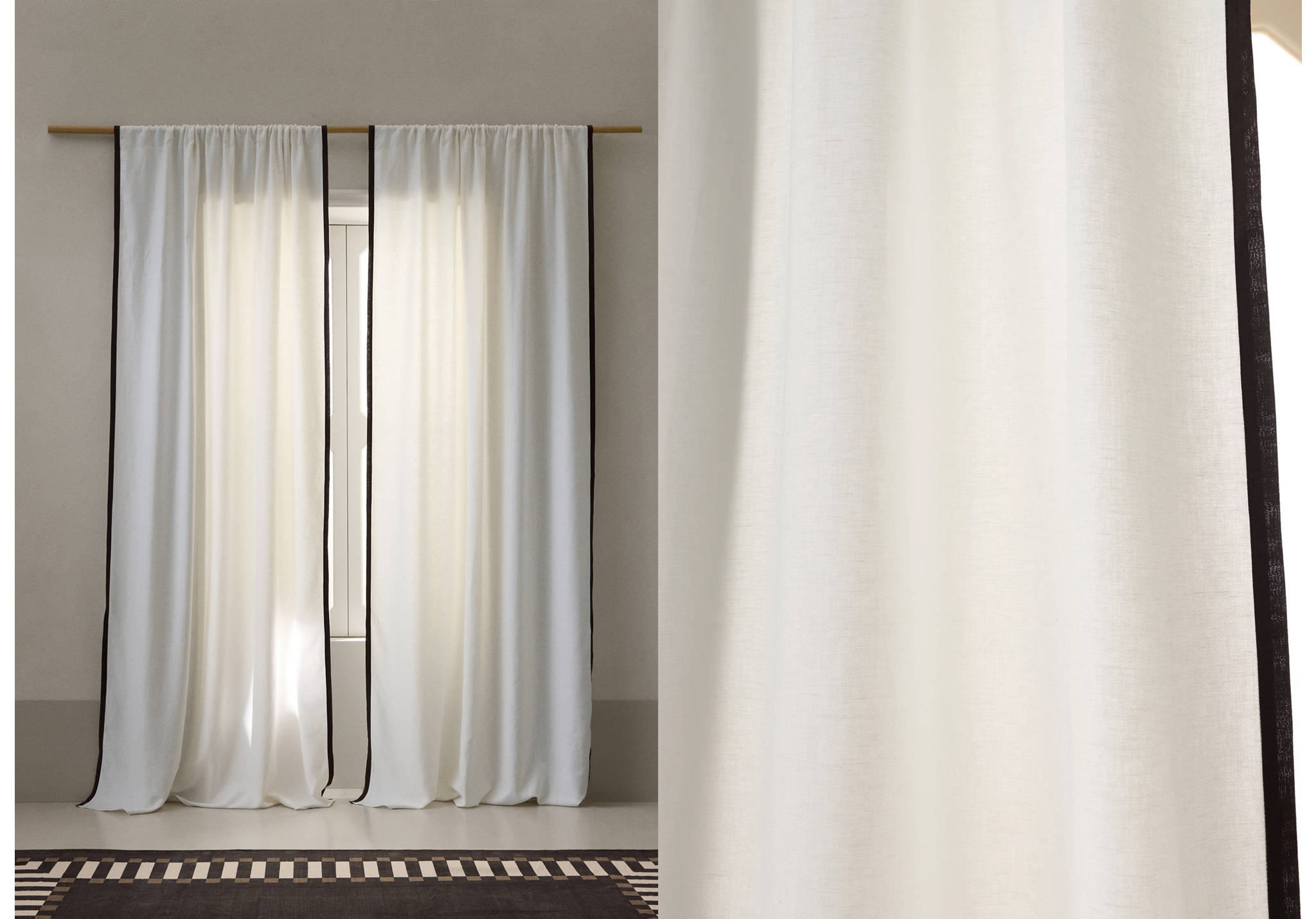 Cotton linen curtain with contrasting detail - Panoramic plane
