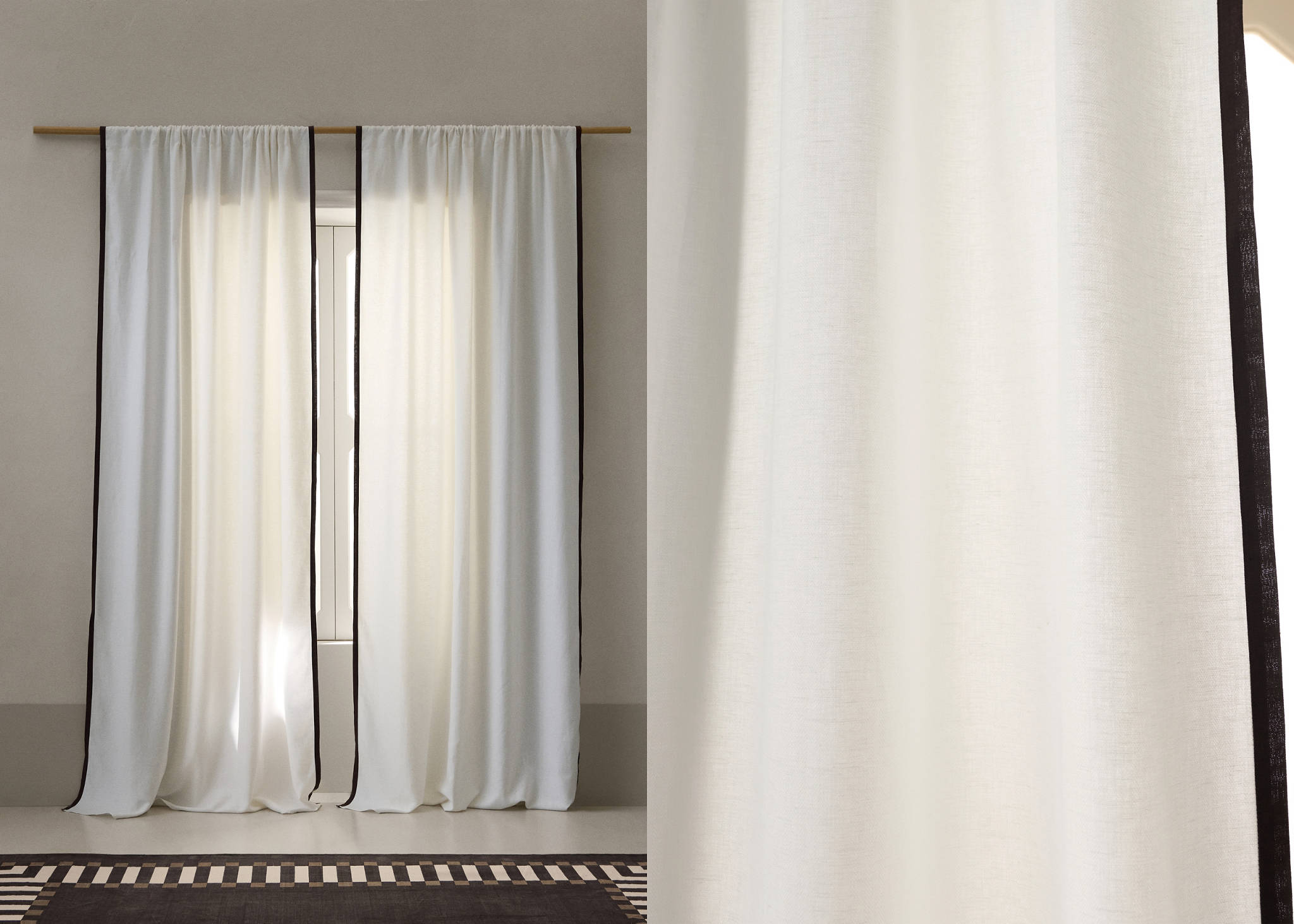 Cotton linen curtain with contrasting detail - Panoramic plane
