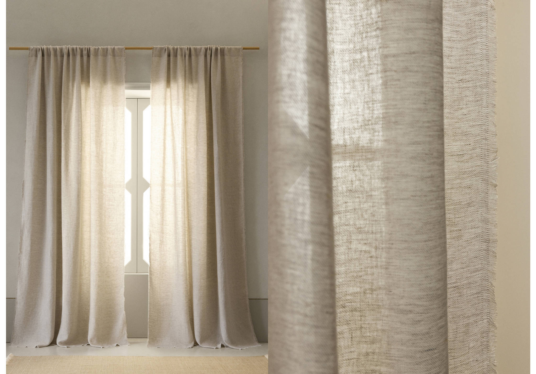 Frayed edge linen curtain - Panoramic plane