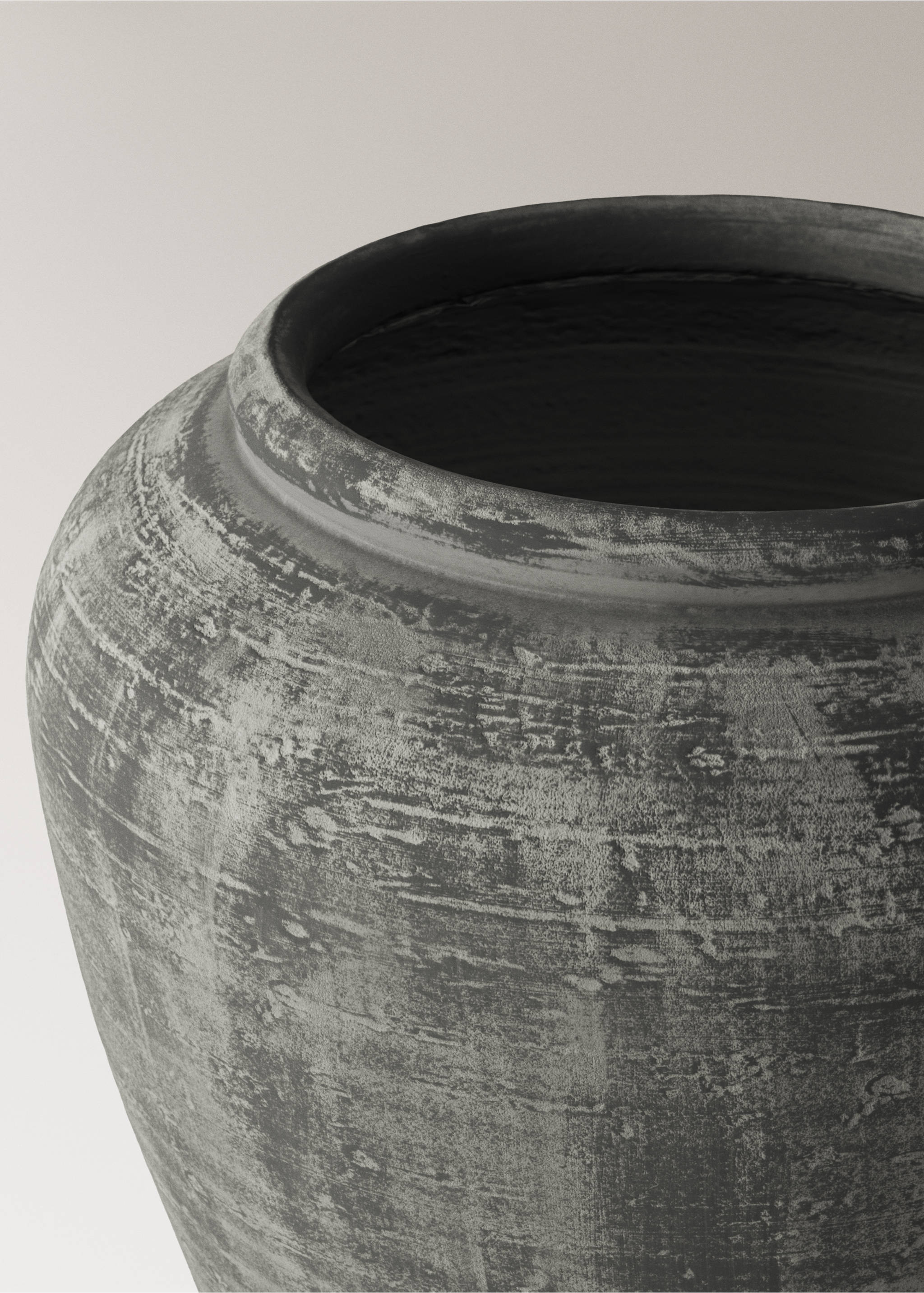 Worn-effect ceramic vase - Details of the article 1, Black. Ref: 37001526-00.