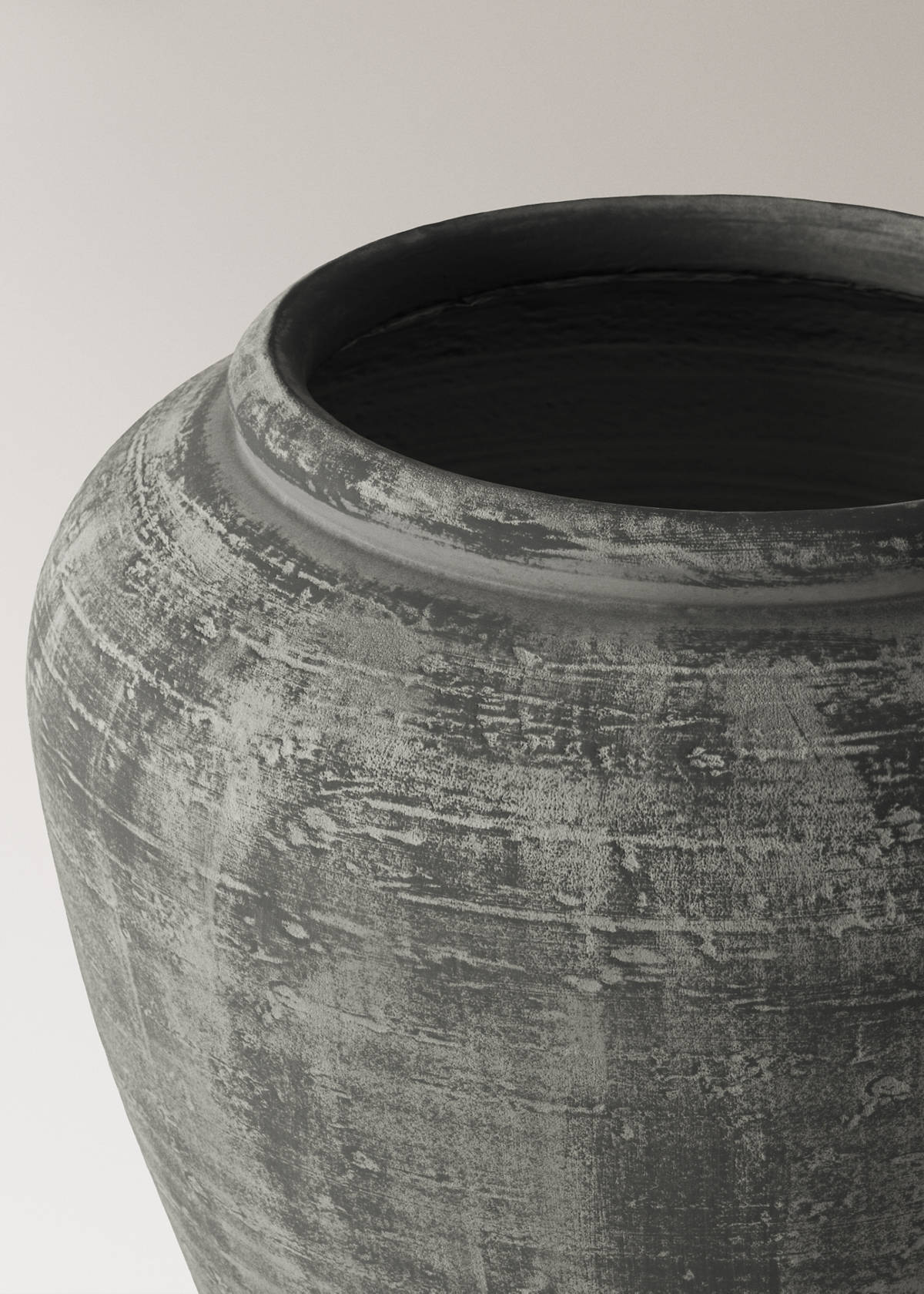 Worn-effect ceramic vase — Black