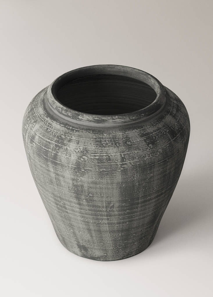 Worn-effect ceramic vase — Black