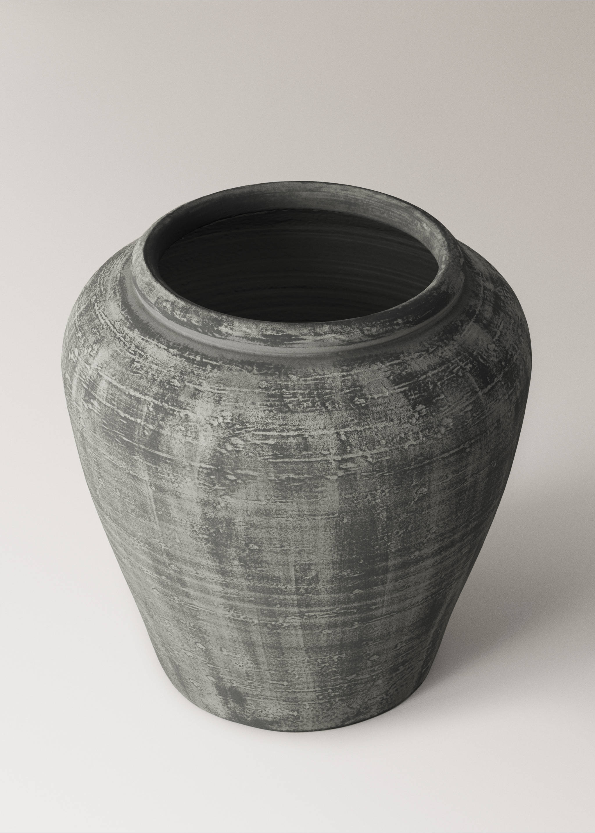 Worn-effect ceramic vase - Details of the article 3, Black. Ref: 37001526-00.