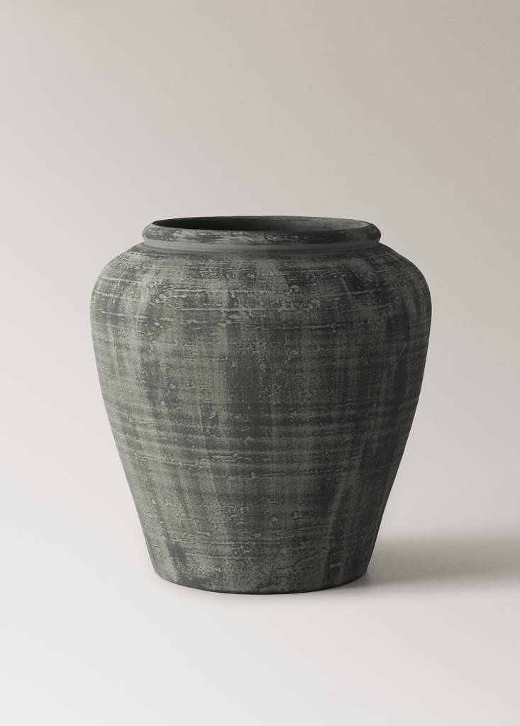 Worn-effect ceramic vase — Black