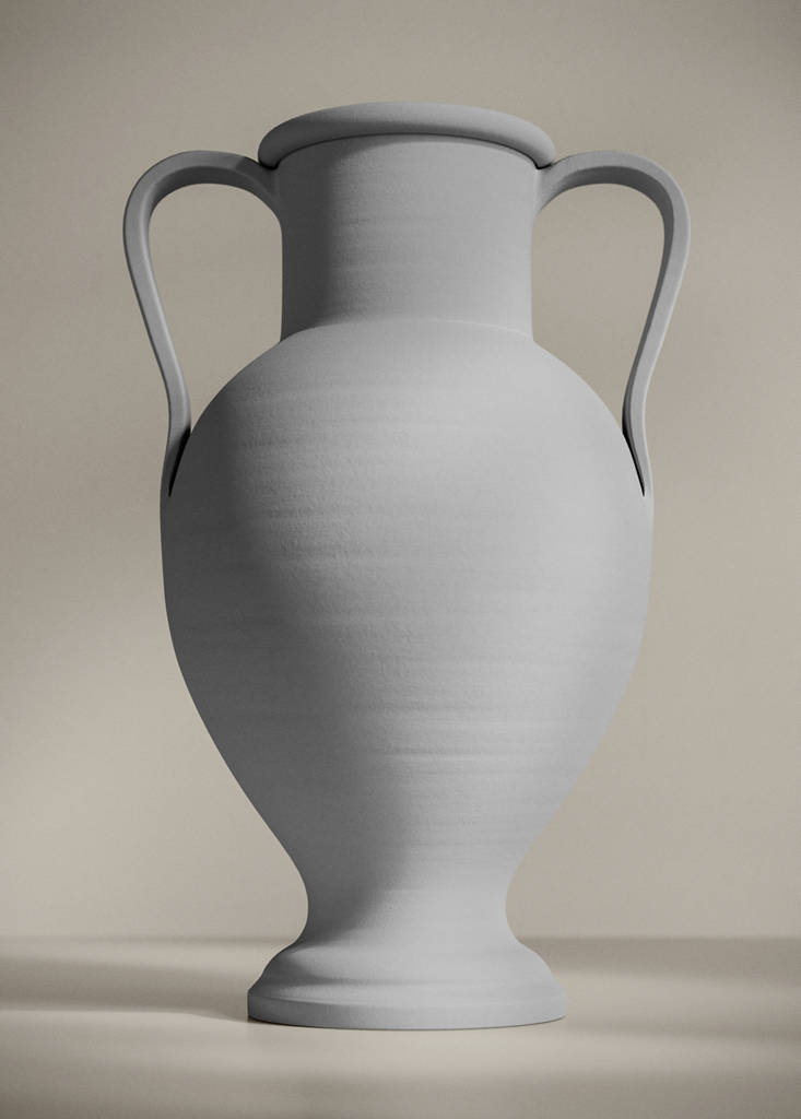 Terracotta vase with handles — Sky Blue